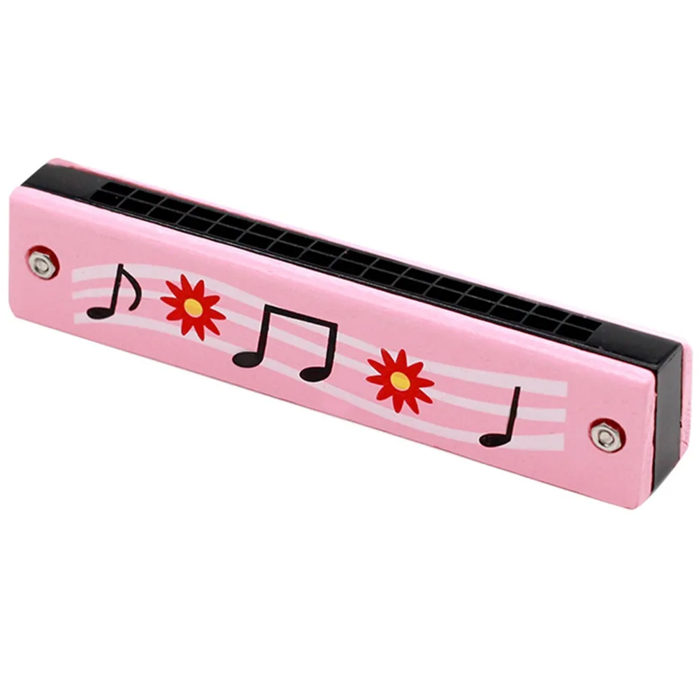 New 16 Holes Wooden Harmonica Melodic Colorful Painted Melodica Cartoon Cute Children Musical Instrument Beginners