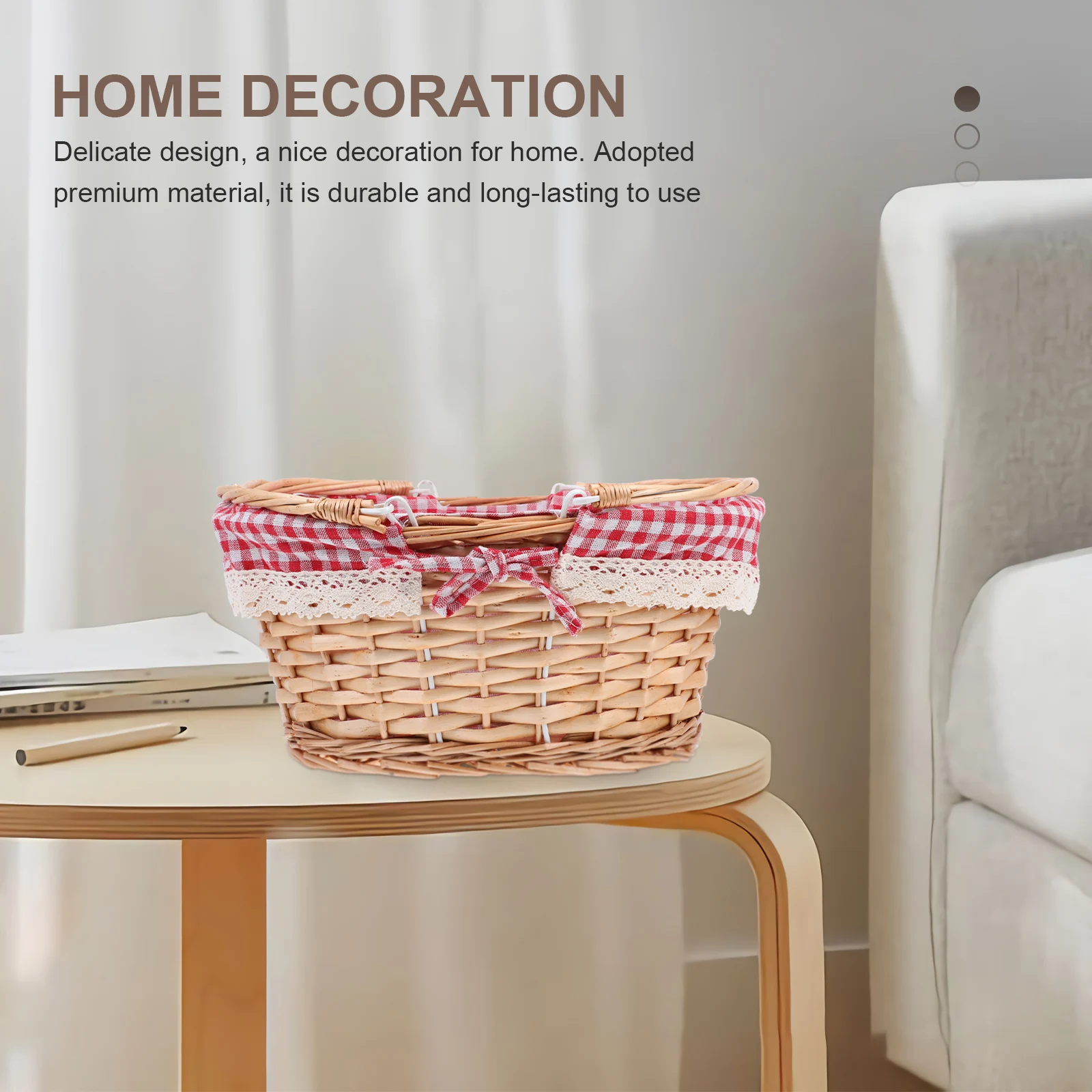 

1pc Picnic Basket Handheld Woven Natural Storage For Food Vegetable Outdoor Picking Portable Shopping Basket Multi-Purpose