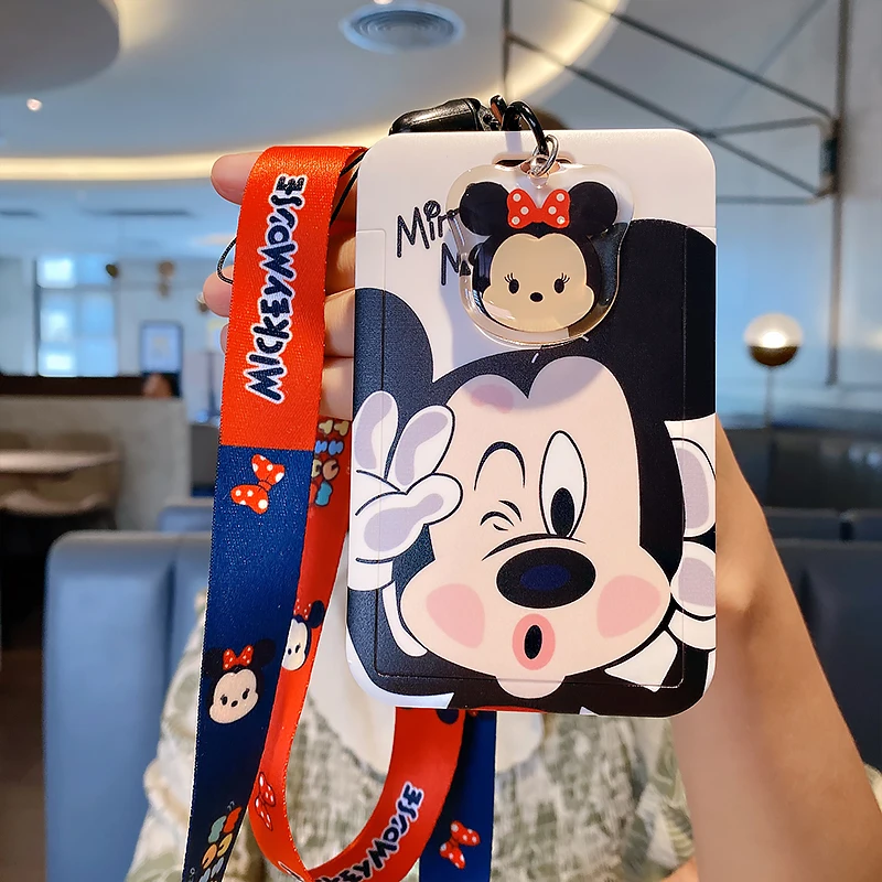 Japanse Disney Minnie Mickey Donald eend muiskaart kinderen helften nek touw reisaccessoires certificaat borstkaart