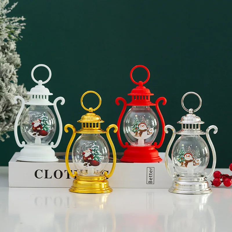 Kerst hangende LED-lantaarn met handvat Elektrische kerstman Vrolijk kerstfeest Vlamloze lantaarn voor thuis Feestelijke decoratie