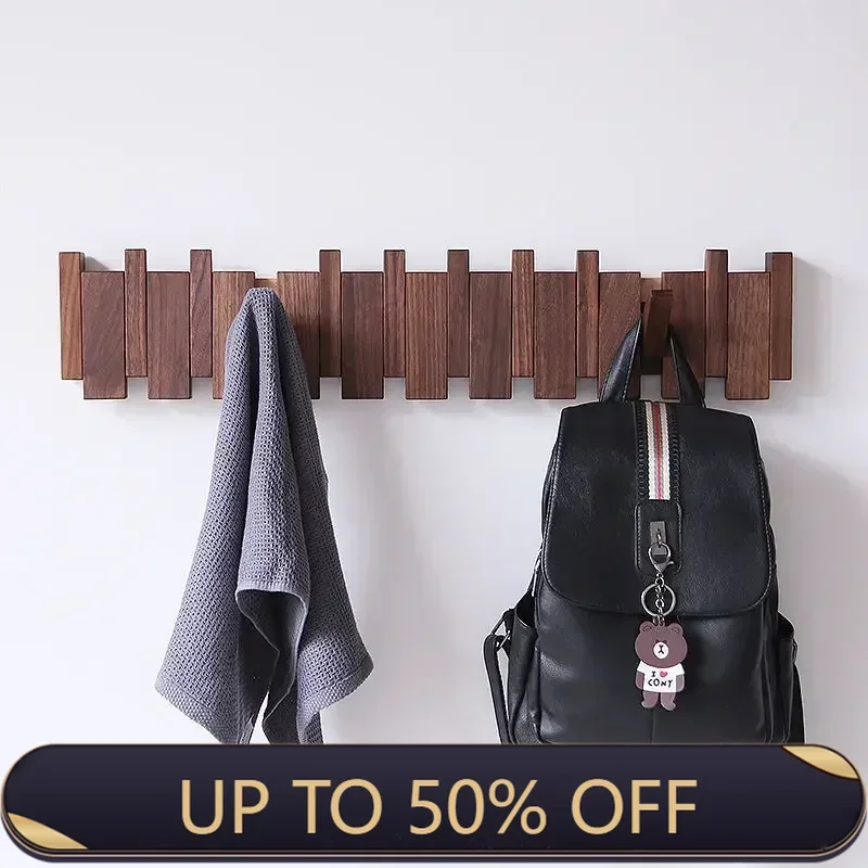 Wall Mounted Solid Wood Coat Hooks Black Walnut Coat Rack Hallway Entry Rack Home Decor Ds Furniture