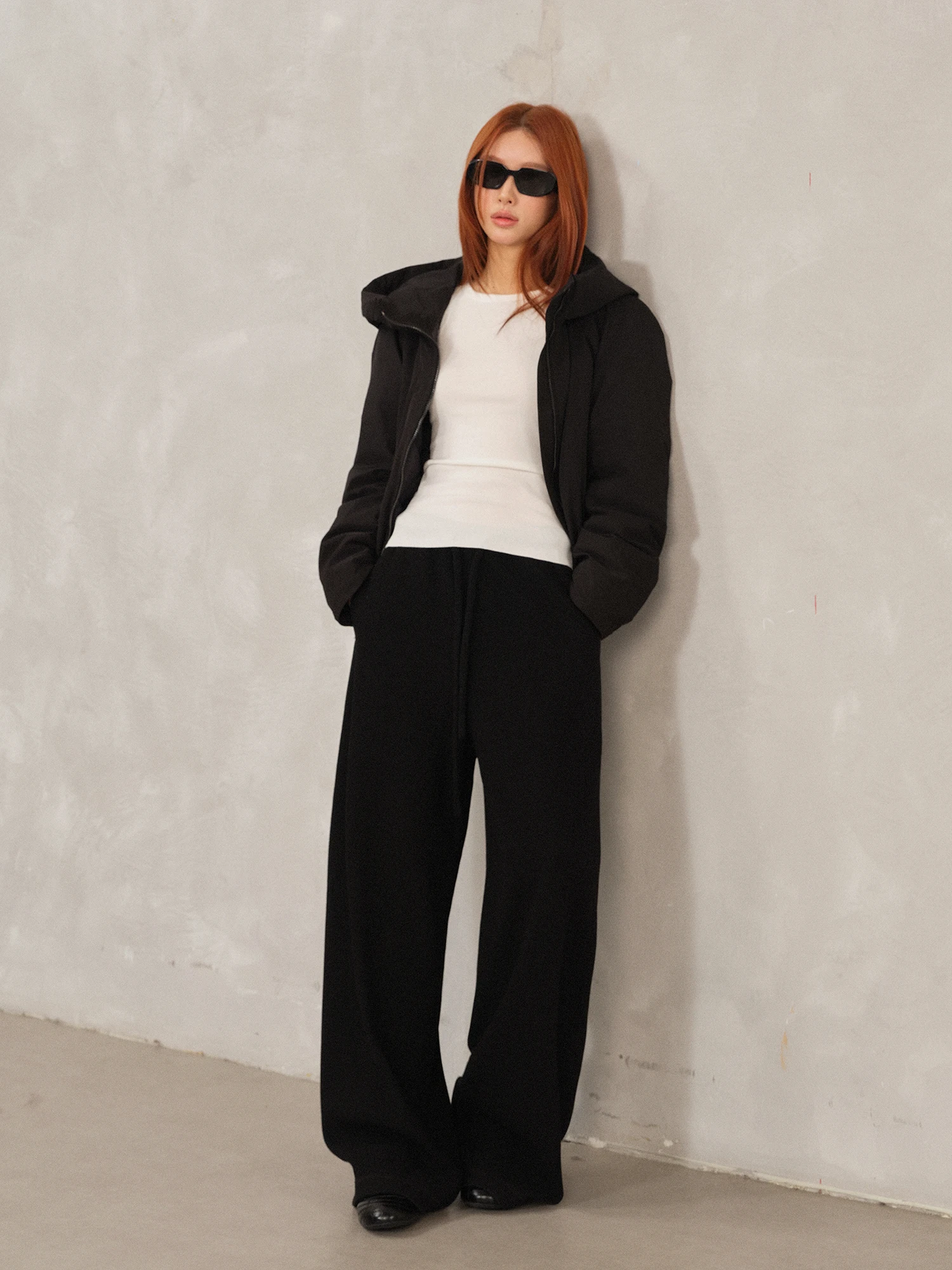

FORNIYOYO High Waist Tofu Pants Acetate Wool Dstring Loose Leg Casual Straight Leg Sweatpants Asymmetric Commute Sle