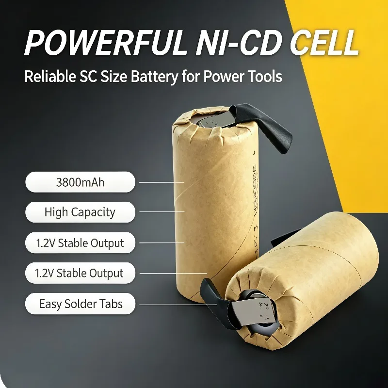 Brand‑New SC NI‑CD 1.2V 3800mAh Rechargeable Battery Welding Tab Cell Replacement Battery For Electric Power Screwdriver Tools