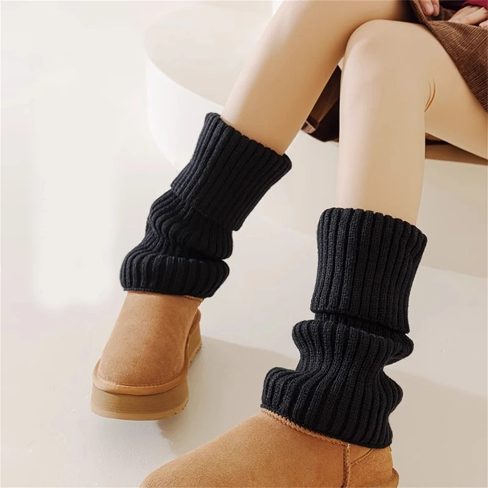 Knitted Pile Calf Socks Women Autumn Winter warm Boot Cover Solid Color Slimming All-match JK Leggings Korean Lolita Leg Warmers