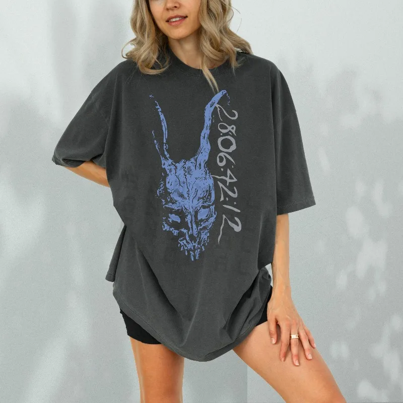 Evil Rabbit Horror Movie Shirt Donnie Y2K 90s Sci-Fi Scary Movie Memorabilia Dark Gothic Graphic Tee Merch Shirt for Men Women