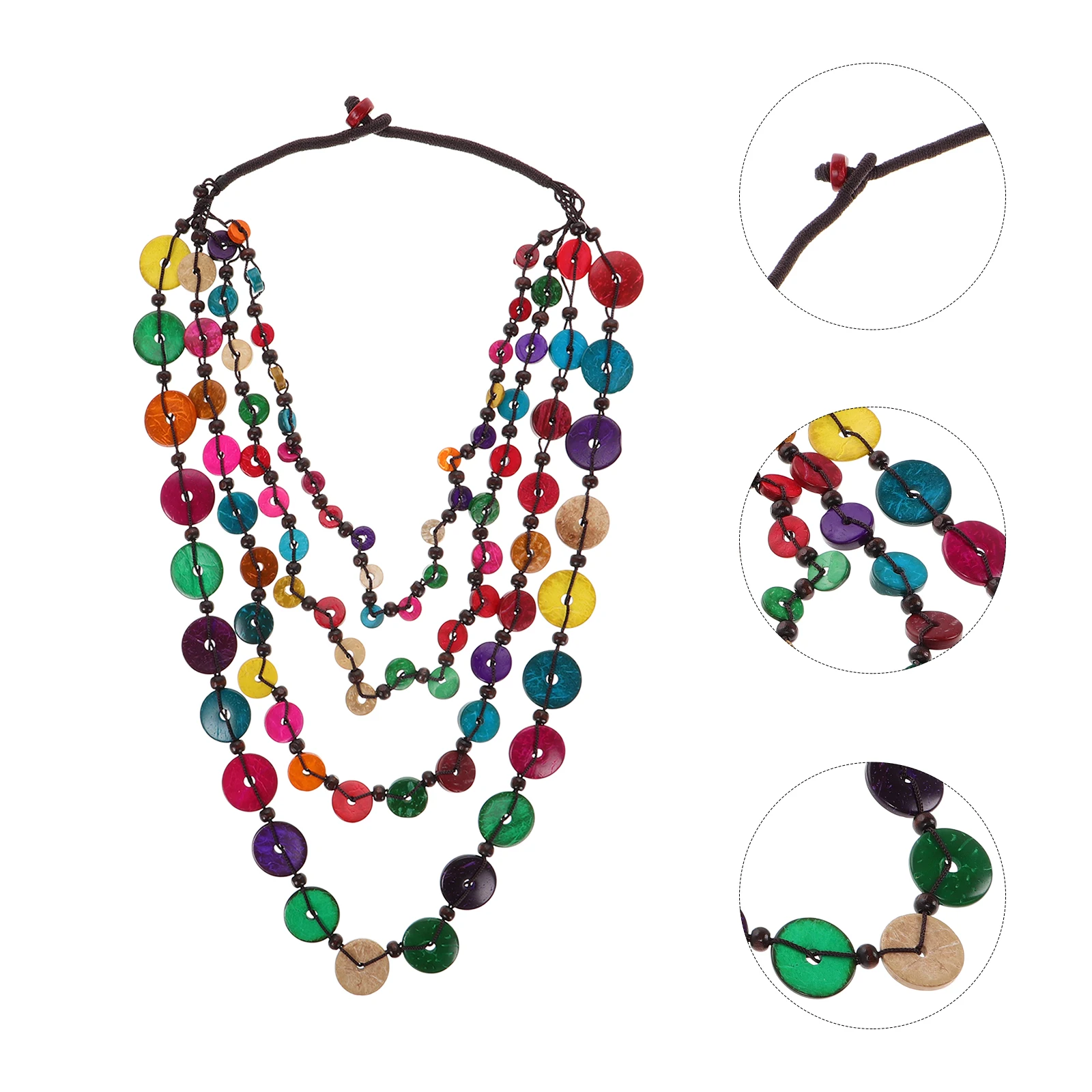 

Braided Coconut Shell Necklace Women Beach Party Jewelry Folk-custom Ornament Beaded Woman