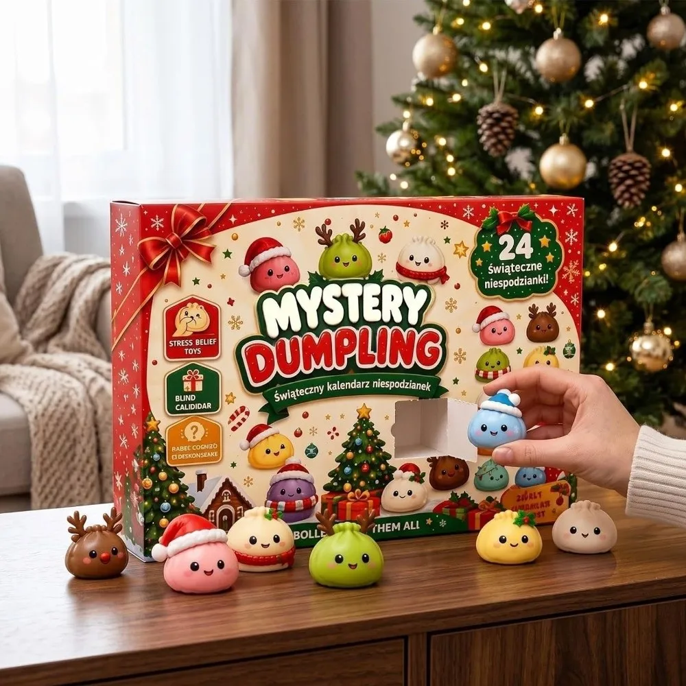 24Pcs Countdown Calendar Christmas Fidget Toy Set Dumpling Christmas Toy Squishy Pinch Toy Kit Colorful 24Pcs