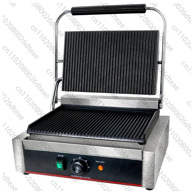 Sandwich Press Panini Grill, Cast Iron Plates, Adjustable Thermostat 120-570°F,For Restaurant Cafe Food Truck