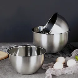 304 Stainless Steel Salad Mixing Bowl Egg Flour Dough Baking Basin Noodles Fruit Bowls Kitchen Cooking Utensils