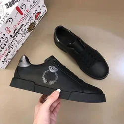 TOP High Quality Women Men Designer Shoes Female Male Leather Flat Casual Sneaker Luxury Brand Shoes Size 38-45