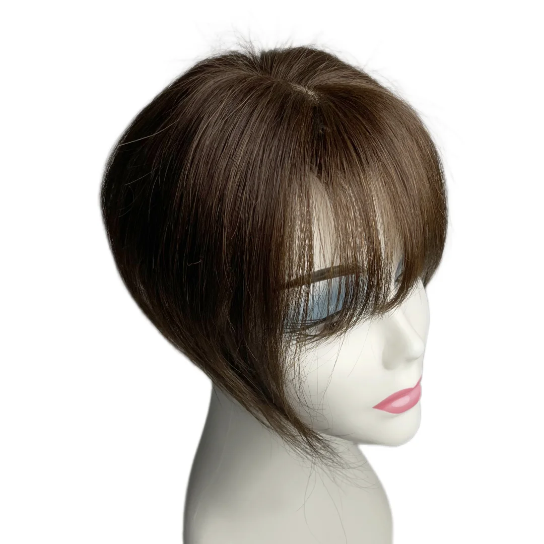 100% Human Hair Bangs Toppers Clip In Hairpieces With 3D Air Bangs Real Hair For Women Straight Fringe For Mild Thinning Hair