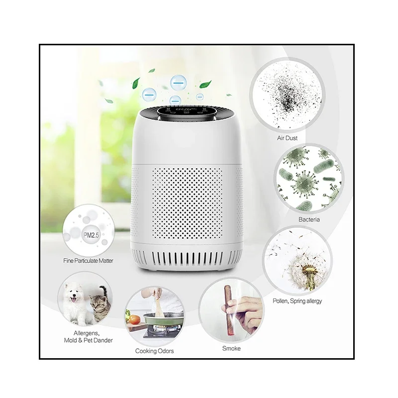 2022 KATALD Hot Selling White Desktop Air Purifier with UV Light Temperature Sensor and Negative Ion