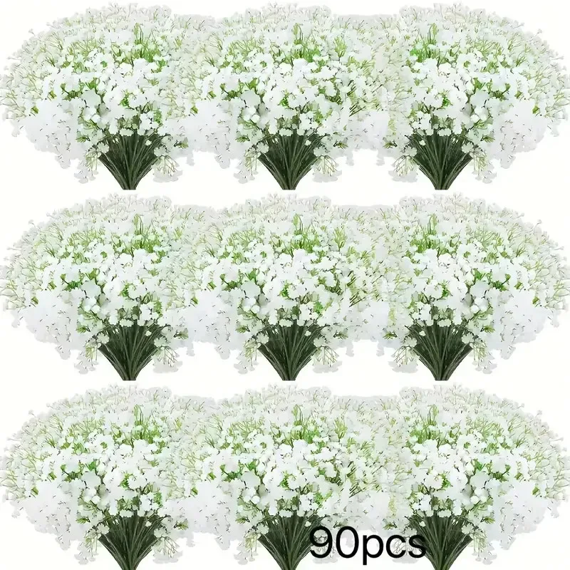 90pcs Artificial Flowers Oxidation Resistant Bulk Bouquets with Stems for Home