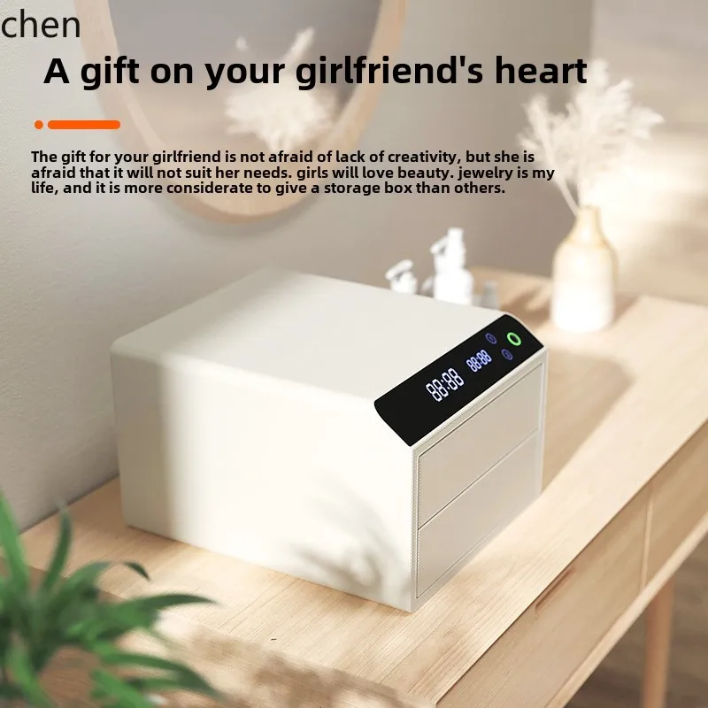 HT jewelry box safe small light luxury leather drawer safe integrated intelligent opening all-steel jewelry fingerprint
