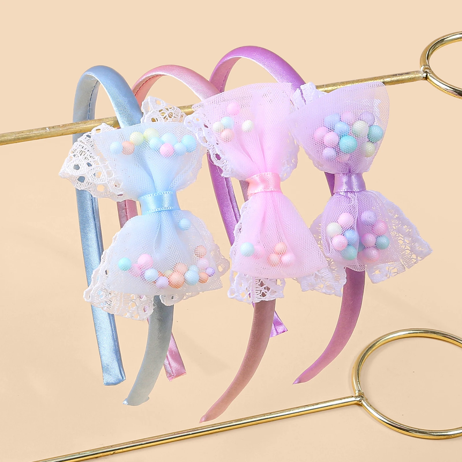 3/6 قطعة الدانتيل شبكة رغوة الكرة القوس رباط شعر للفتيات لطيف موضة وصمة عار رباطات للأطفال النساء إكسسوارات الشعر اليومية