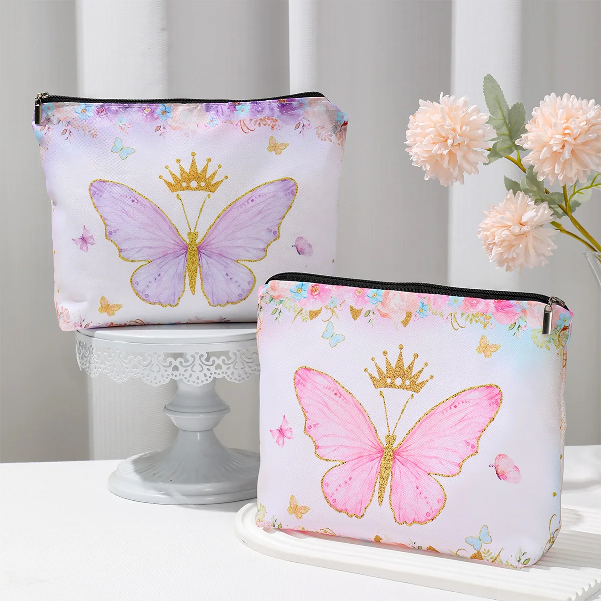 

Butterfly Pattern Makeup Bag Portable Toiletry Bag Zipper Organizer For Cosmetics And Travel Essentials Mother's Day Gifts