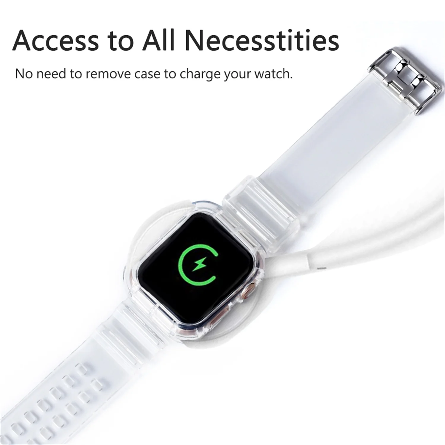 Аксессуары для часов, ремешок для Apple Watch Band 44 мм 40 мм 45 мм 41 мм 38 мм, прозрачный силиконовый браслет iWatch series 9 8 3 5 6 se 7