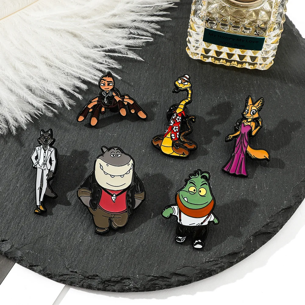 Bad Guys Series Button Badge Hot Movies Wolf Shark Metal Brooch Cartoon Shirt Bag Decoration Accessories Creative Birthday Gift