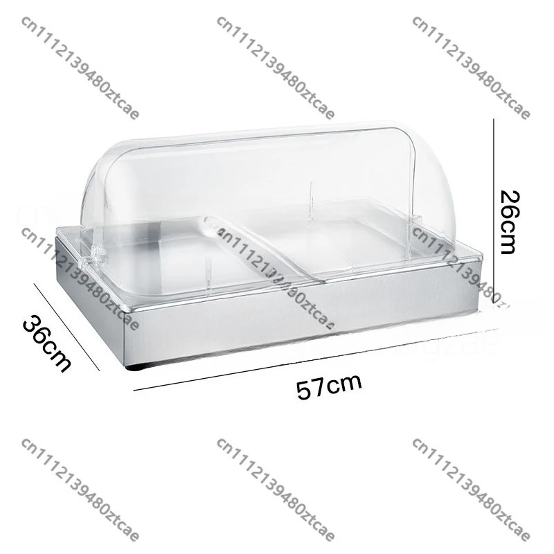 Stainless Steel Chilled Buffet Display Tray With Flip Transparent Fresh Keeping Dust Cover Ice Display Stand