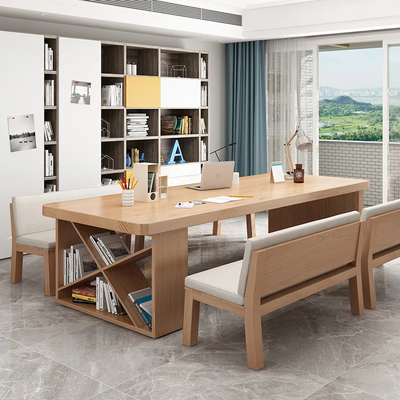 Modern minimalist solid wood office desk, chairs, workbench, home living room, student study desk, study room drawing calligraph