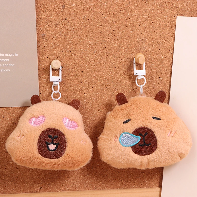 Porte-clés en peluche Capybara de dessin animé, jouet moelleux, porte-clés de voiture Kawaii, accessoires de sac à dos, cadeaux de décoration, mode créative, mignon