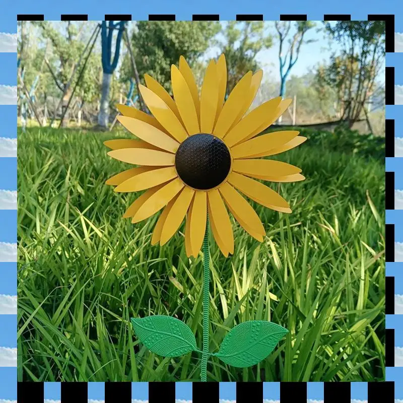 

ABME Sunflower Windmill 75Cm/29.5In Metal Sunflower Windmill Windmill For Lawn Garden Yard Vintage Metal Sunflower