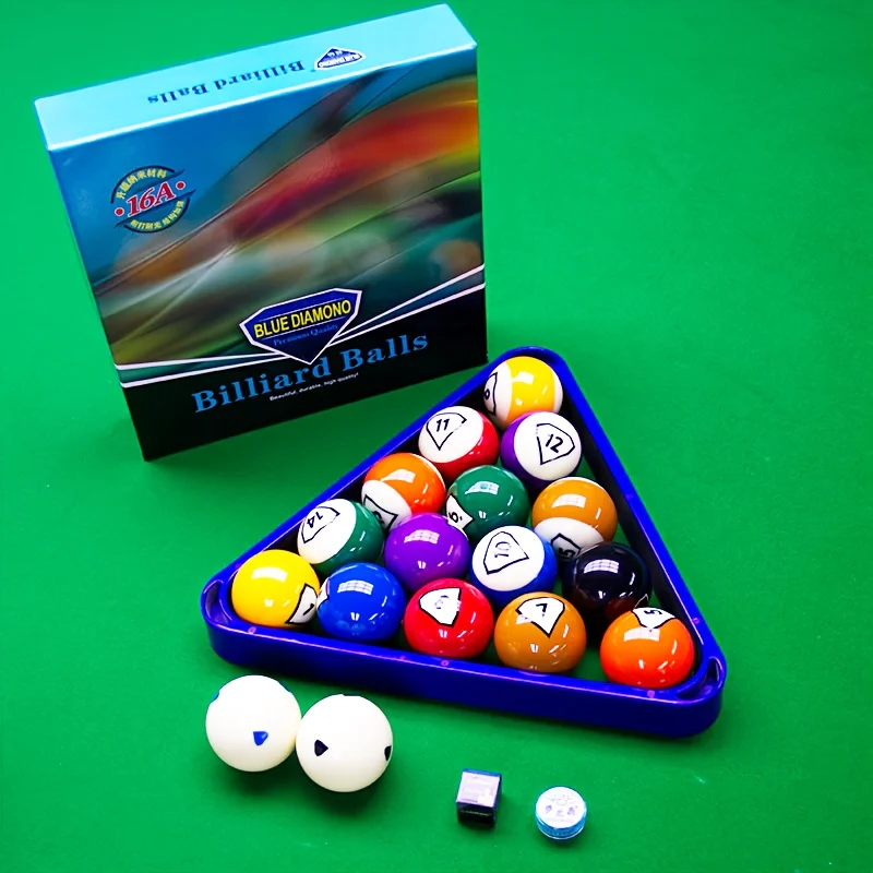 Professional 57.2mm/2.25inch Diamond 16A Billiards Gift Set 17 Balls+Anti Slip Chalk+Tip Elasticity No Cracking Pool Accessories
