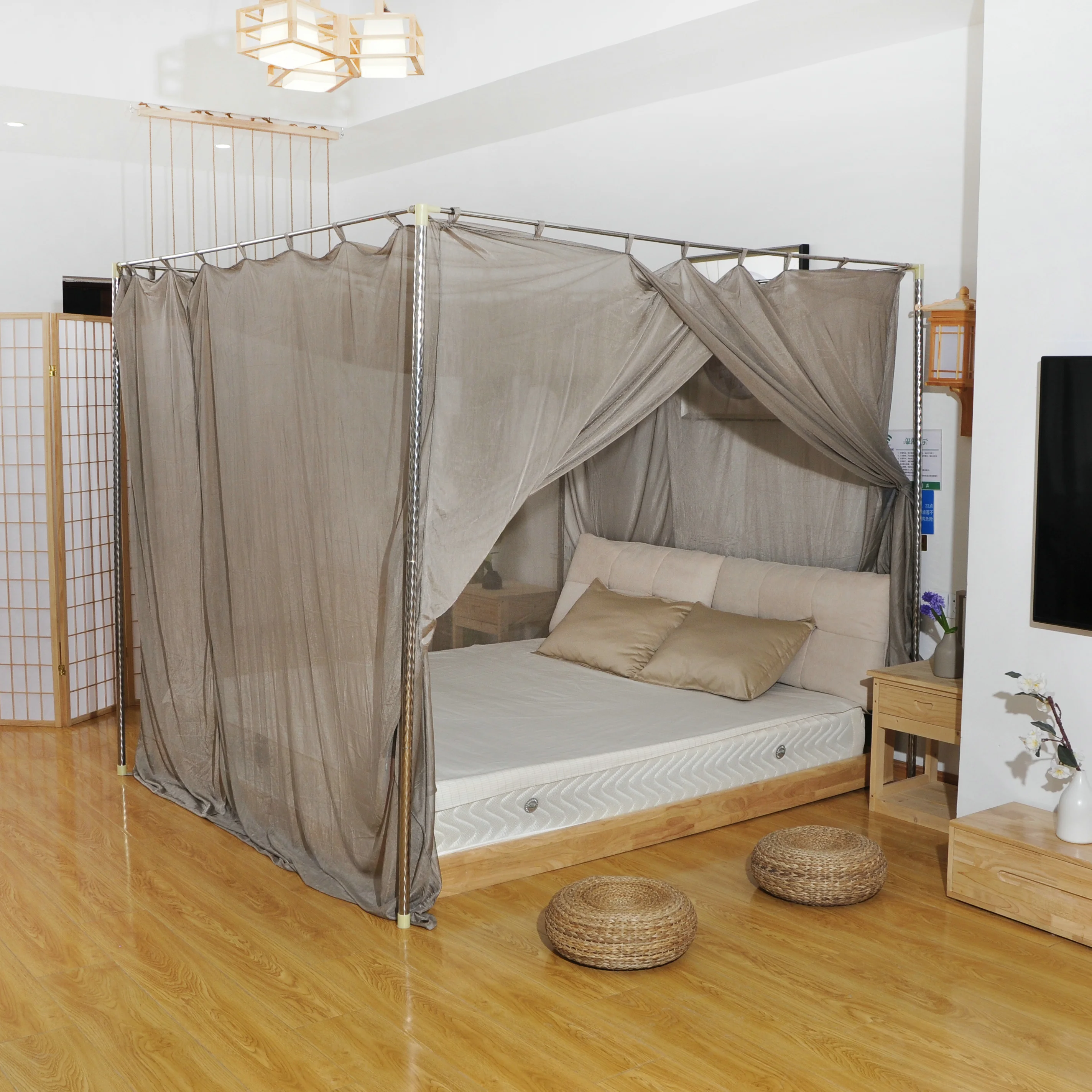 ESD Earthing High Shielding Silver Mesh Mosquito Net EMF Protection Bed Canopy For Health Sleep