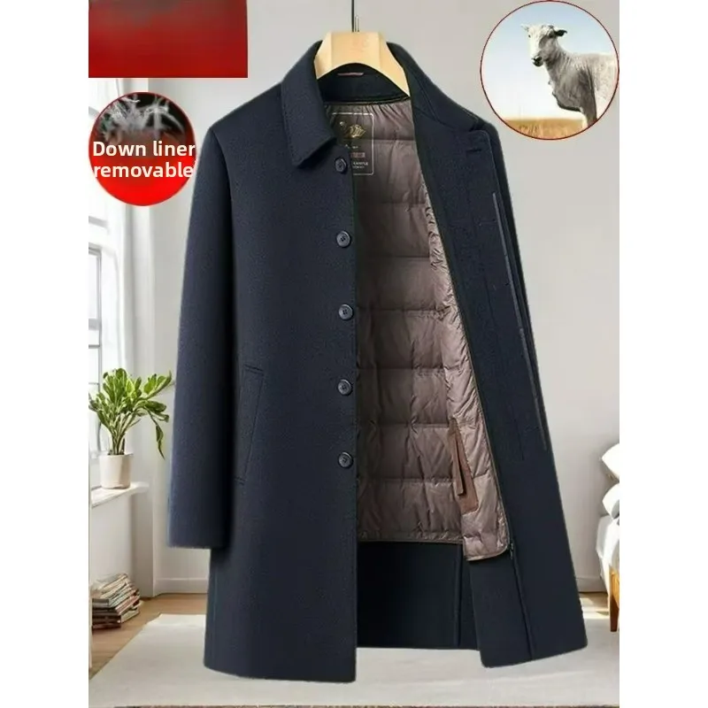 

2025Lightweight Long Brand Down Jacket Mens Commuting Office White Duck Down Warm Parka Coats Winter Business Padded Jackets