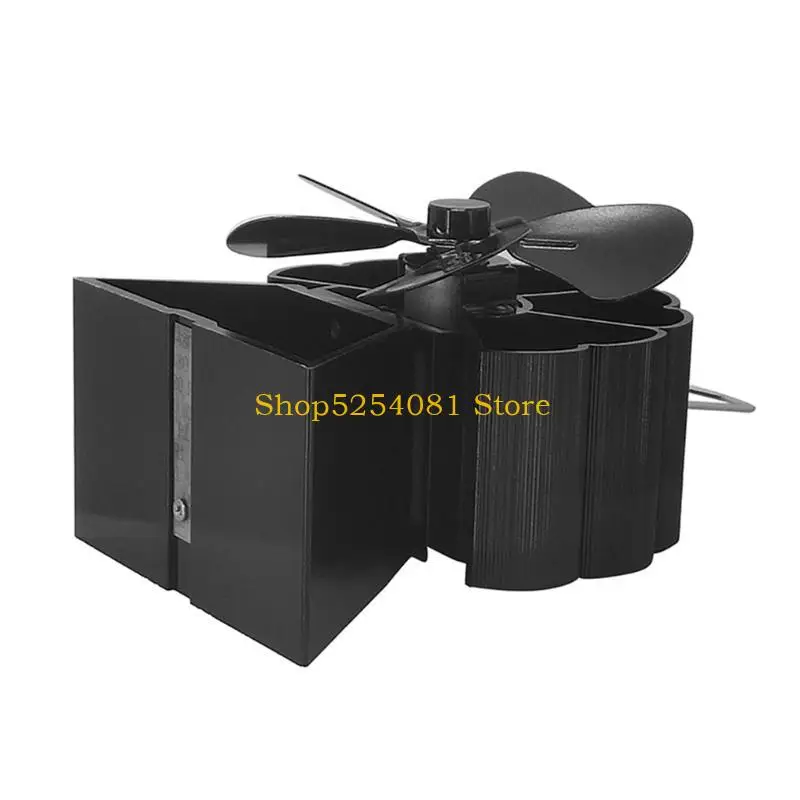 مروحة موقد الخشب AXYC تعمل بالطاقة الحرارية، مروحة مدفأة غير كهربائية، 5 شفرات كهروحرارية