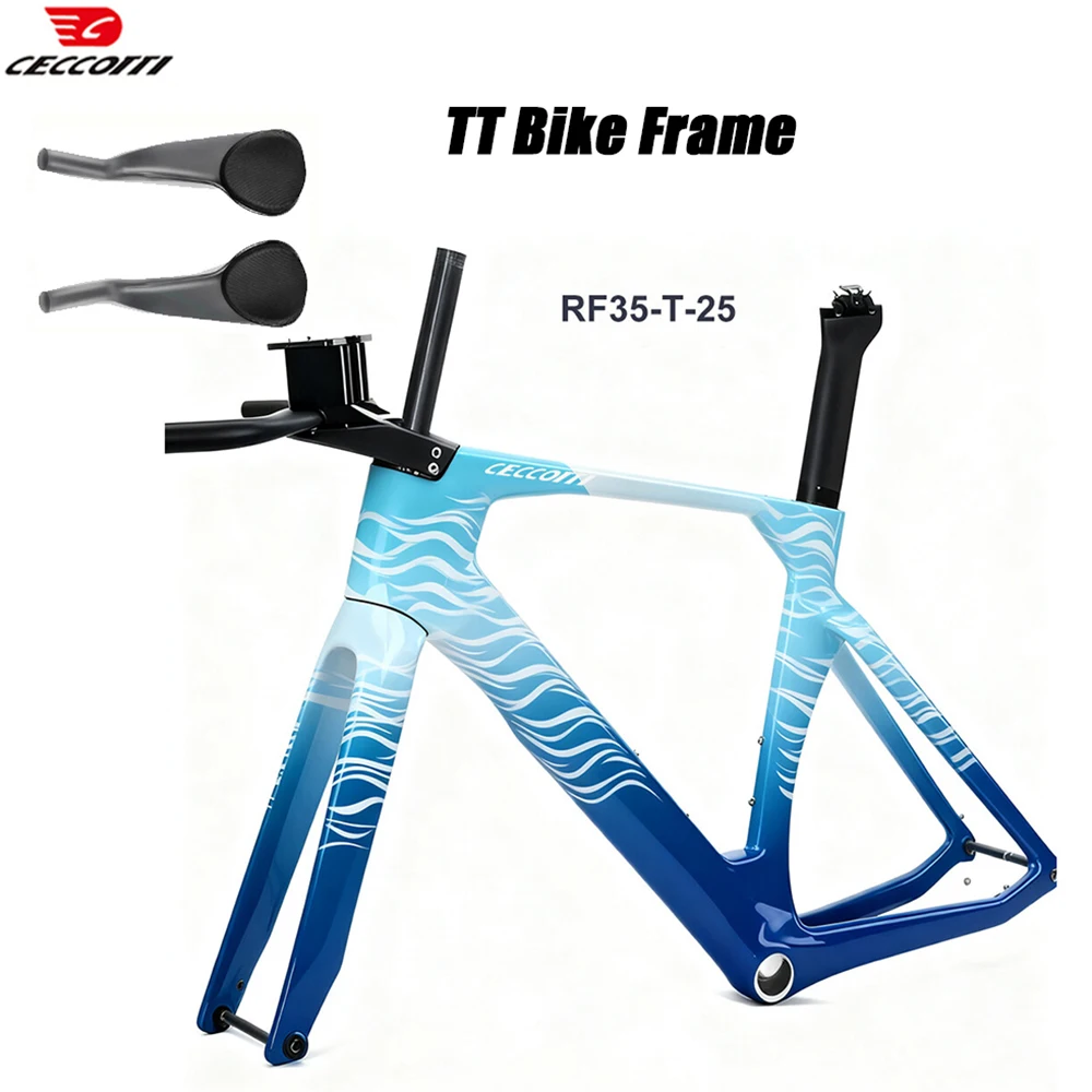 

CECCOTTI 2025 New Carbon TT Bike Frame Aero Triathlon Bike Frameset Disc Brake Time Trial FrameSet Rest TT Handlebar Bike parts