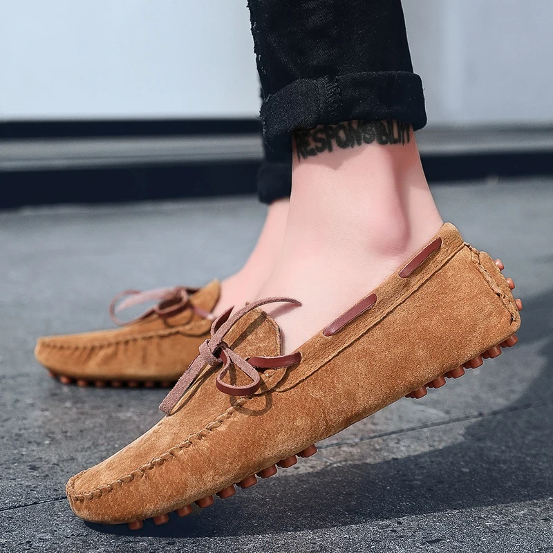 Men's Leather Shoes Summer 2024 New Hollow Breathable Casual Shoes Slip-on Soft Sole Shallow Flat Driving Shoes Loafers for Men image 4