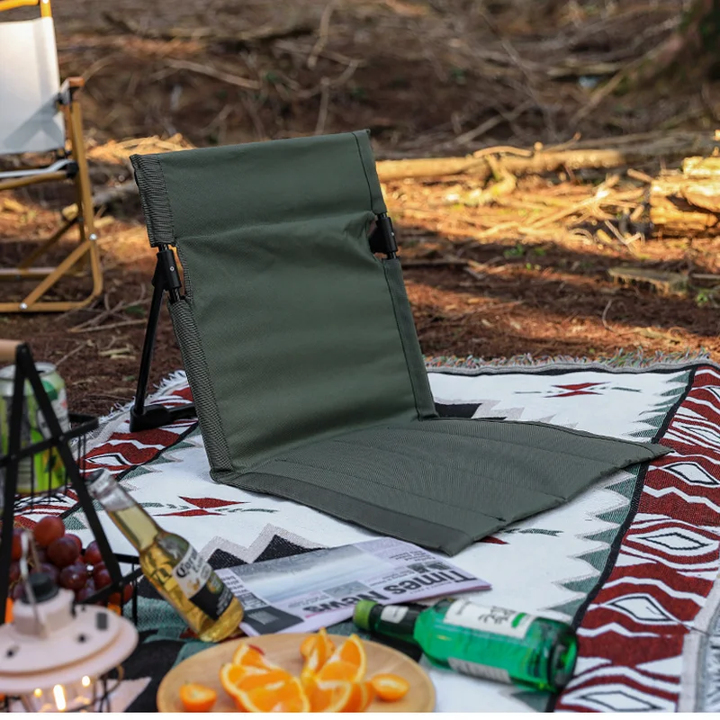 Lightweight Portable Outdoor Folding Beach Chair picnic groud seat One-Piece Backrest Design for Camping Travel Leisure No Legs