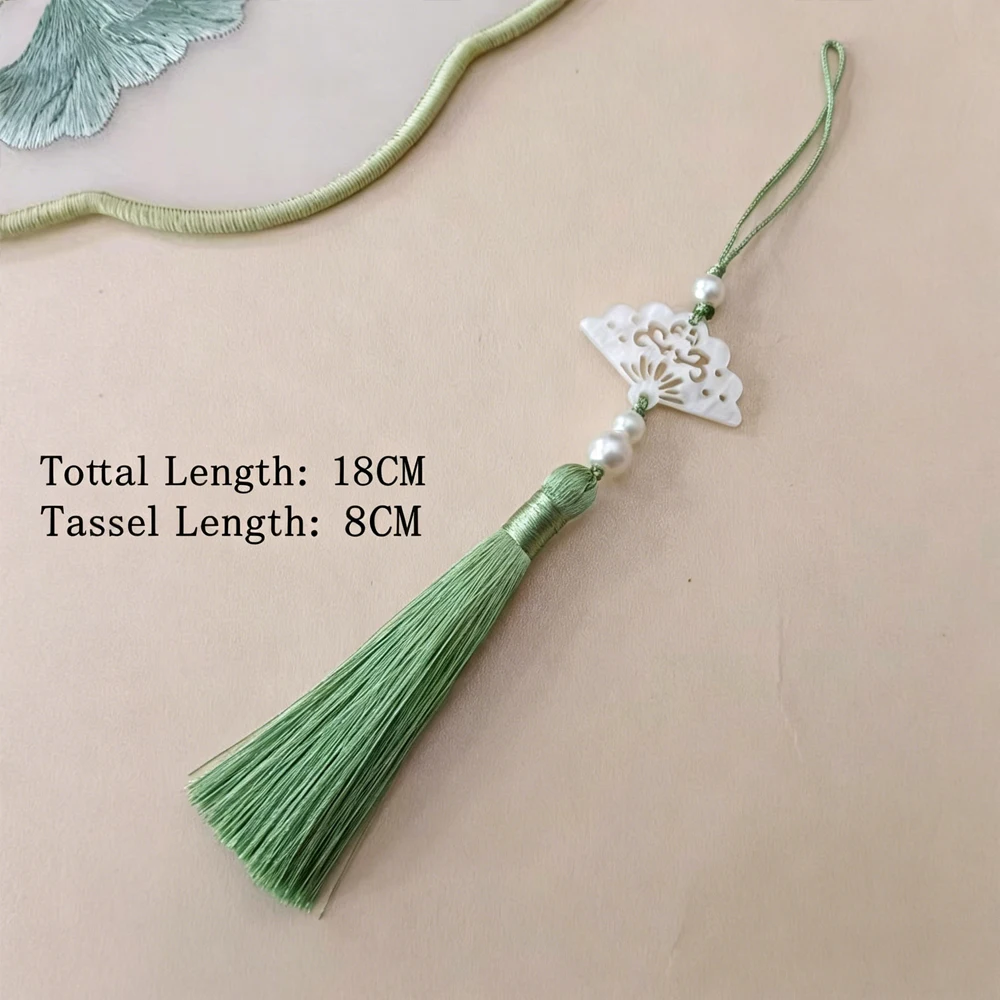 8cm Pearl Acetate Fan Tassel Pendant Multi-use Car Hanging Bookmark Earring Keychain Bag Window Home Decor Textile Accessory