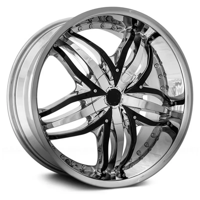 20 Inch 5-Spoke Deep Dish Double Block Forged Wheels Multi PCD Spec Chrome Insert Custom Aftermarket Auto Rims