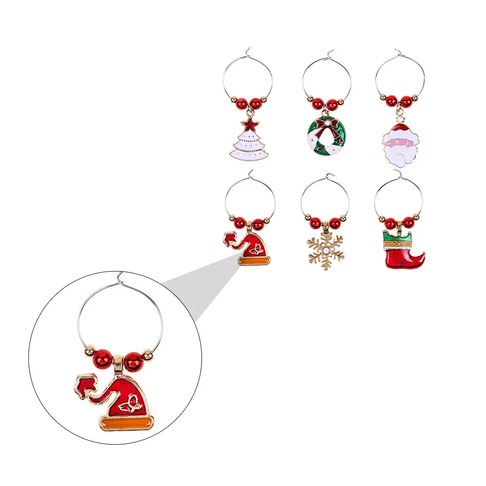 18 Pcs Christmas Cup Ring Pole Glass Identifier Decorative Circle Reusable Label Rings Metal