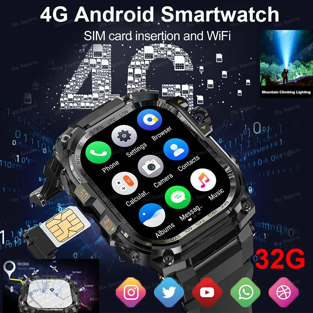 

New Android Men Women Smart Watch Men GPS 3G RAM/32G ROM Storage HD Dual Camera 4G SIM Card WIFI Wireless Fast Internet Access