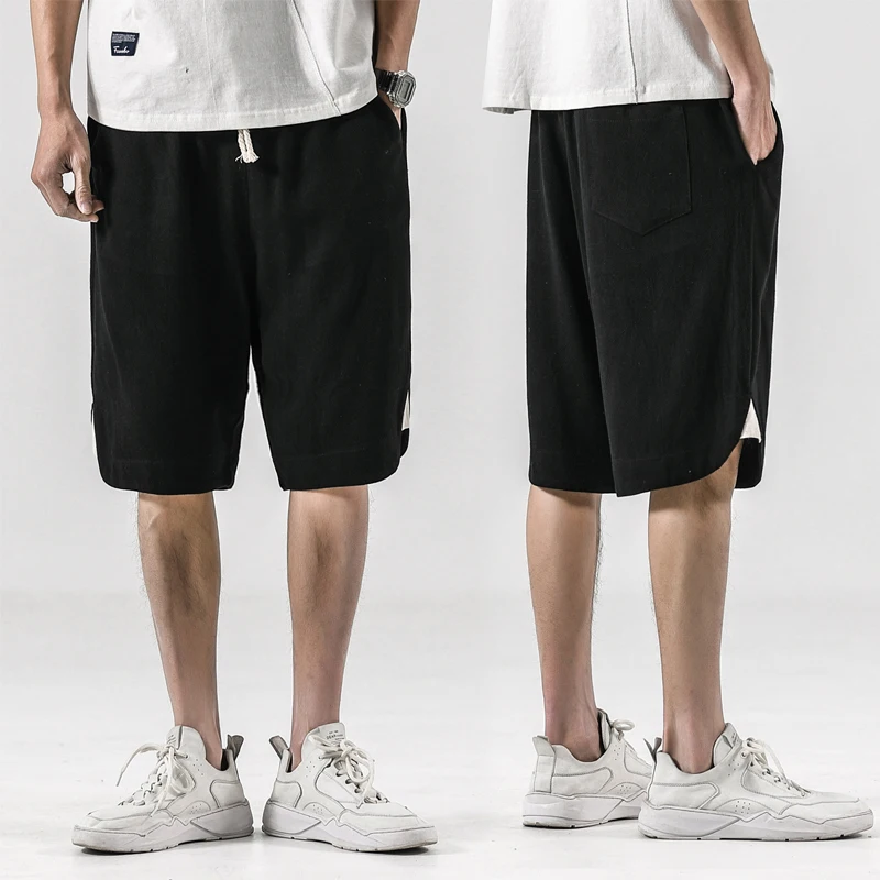 

Harajuku Shorts Men's Casual Cotton Linen Bermuda Shorts Vintage Breathable Men Short Pants Streetwear New Plus Size 5XL