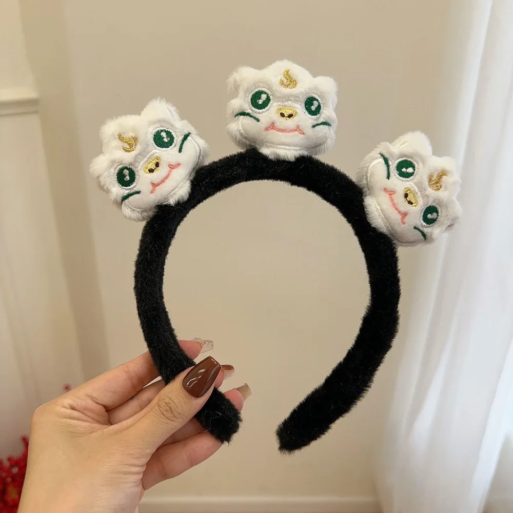 Good Luck Tassel New Year Hair Hoop Ancient Hairband Flower Snake Year Hair Clip Plush Ball Cloth Embroidered Headwear Festival