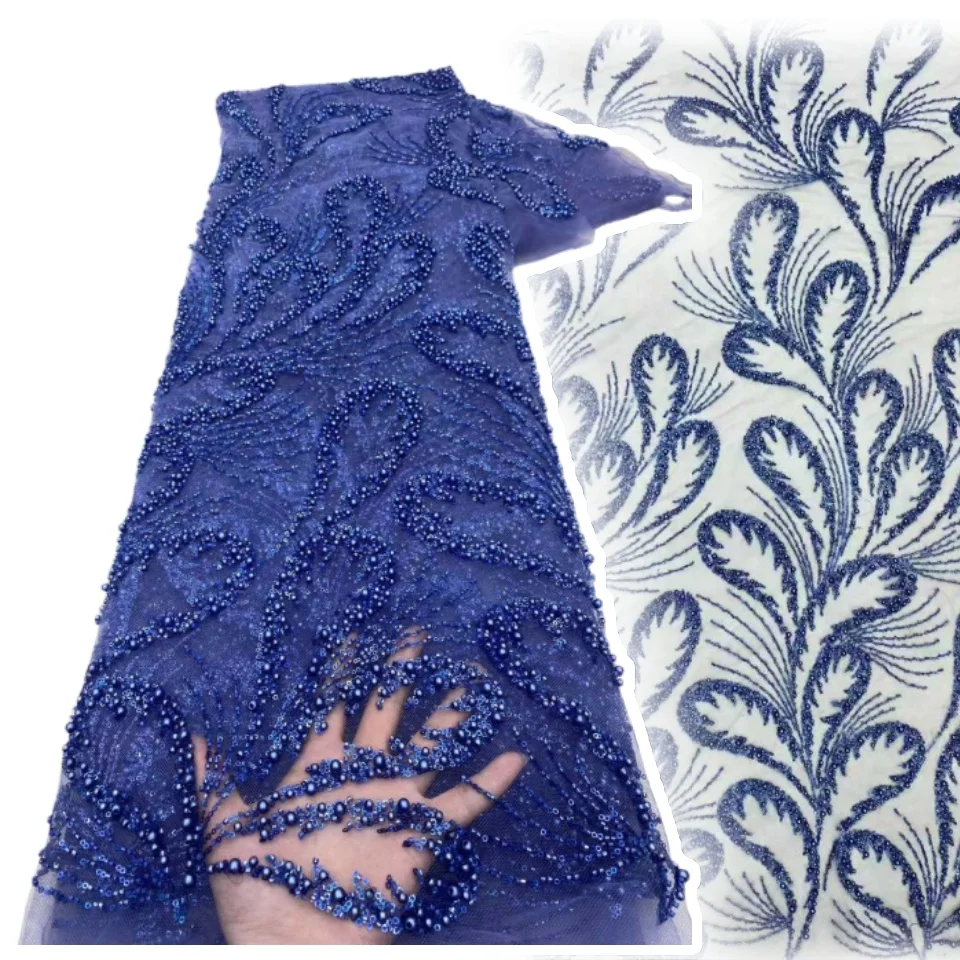 

Новейшая африканская кружевная ткань с бисером, зеленая французская тюль с блестками, сетчатая кружевная ткань, подходит для женских вечерних свадебных платьев TP1092