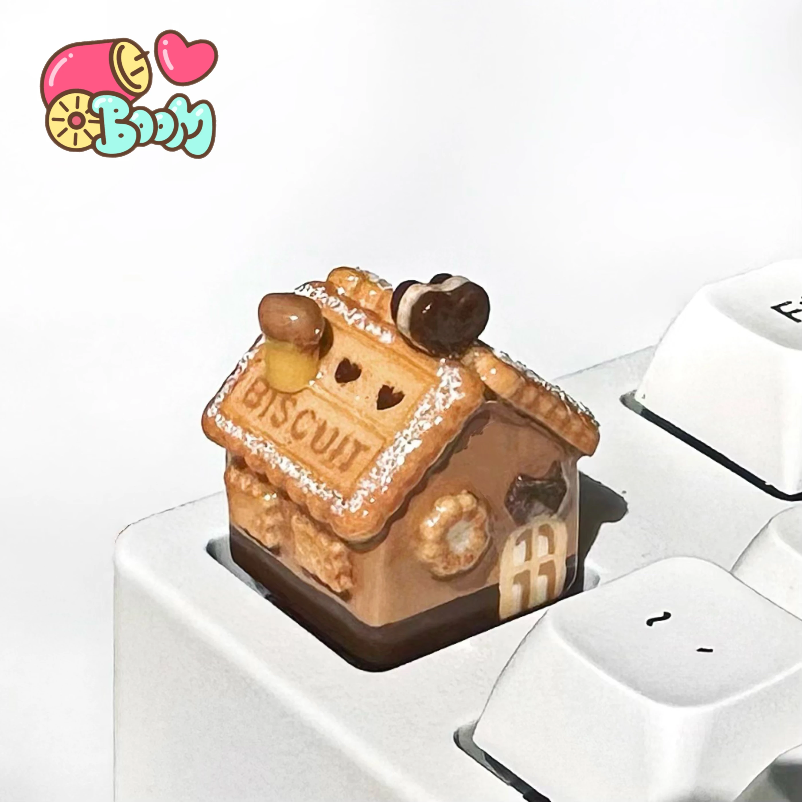 

Original design keycaps, chocolate cookies, small house, gingerbread house, cute personality, customization