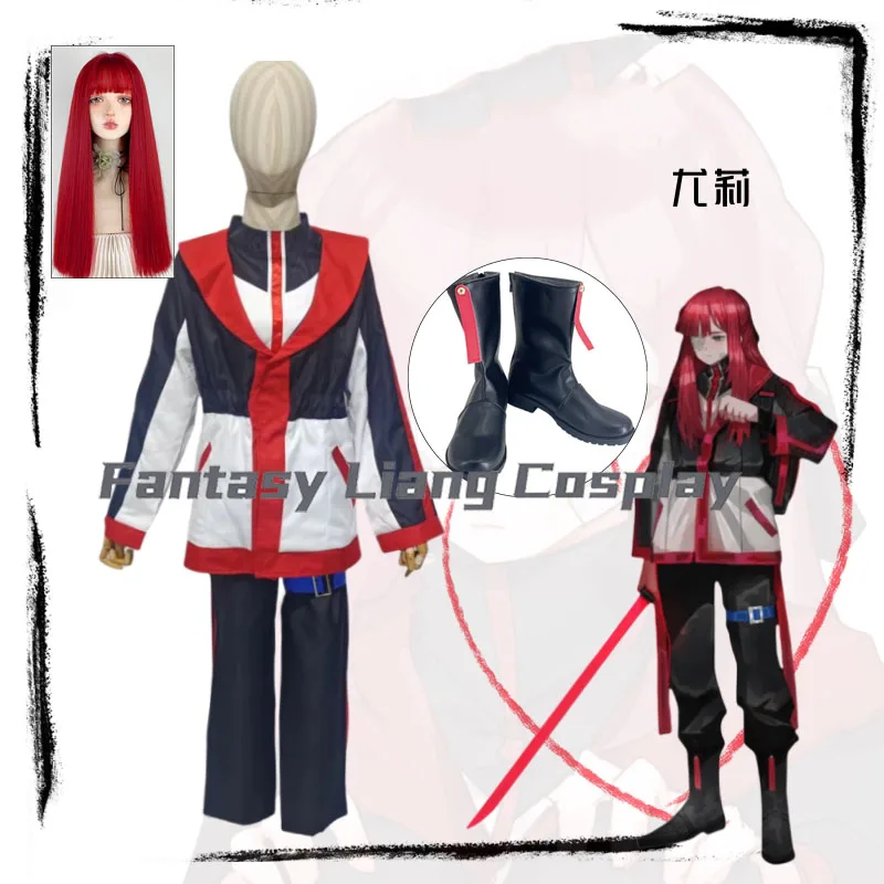 

Костюм для косплея в стиле аниме Юли, красный длинный парик, обувь для женщин и девочек, униформа для Хэллоуина, карнавала, вечеринки, одежда