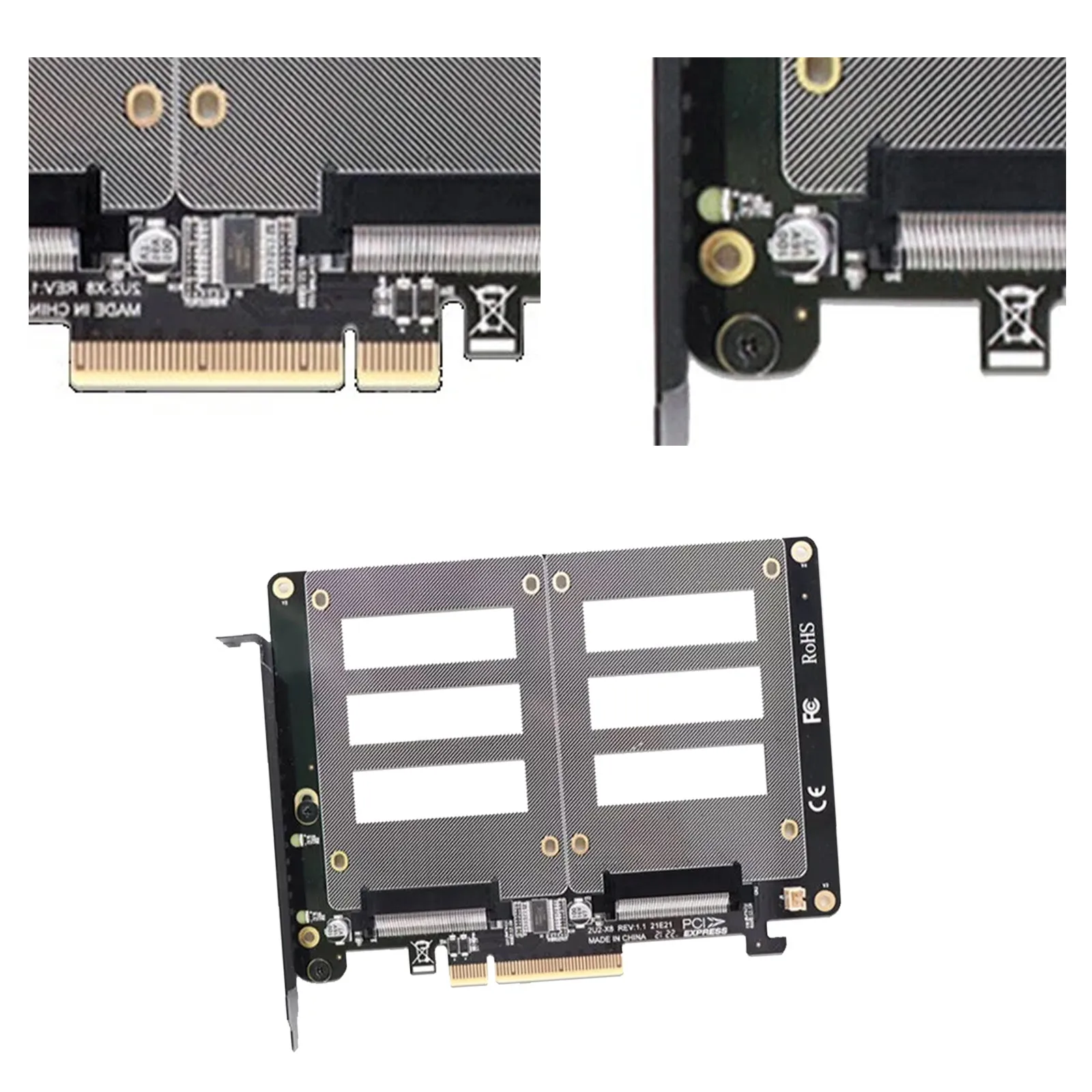 

U.2 SSD to PCIe X8 Adapter PCIE 4.0 to Dual 2x U.2 SFF-8639 Disk Riser Card