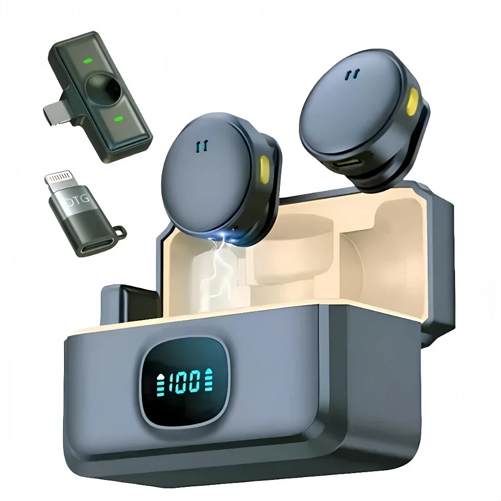 Professionelles magnetisches Mini-Wireless-Ansteckmikrofon mit Geräuschunterdrückung für iPhone Android Typ C-Telefon