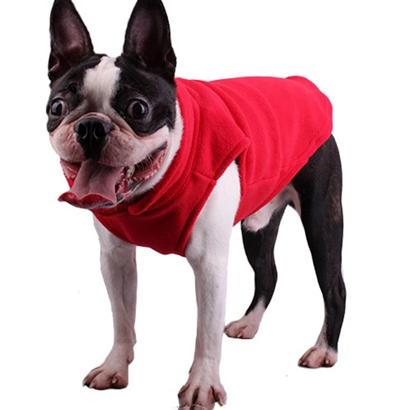 Winter Fleece Dog Vest Jacket For Small Medium Dogs French Bulldog Puppy Dog Cat Clothing with Pull Ring Outdoor Dog Clothes