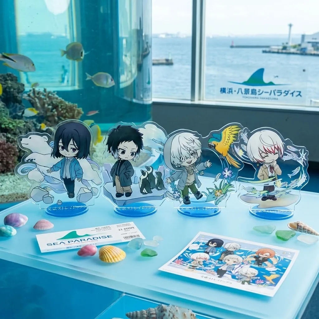Bungo Stray Dogs Akutagawa Ryunosuke Q Version Acrylic Stand Key Chain Penguin Aquarium Desk Decor Anime Collectible Gift
