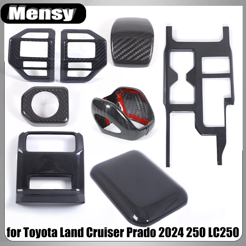 

Для Toyota Land Cruiser Prado 2024 250 LC250, центральная крышка рулевого колеса из настоящего углеродного волокна, накладка на панель переключения передач, аксессуары