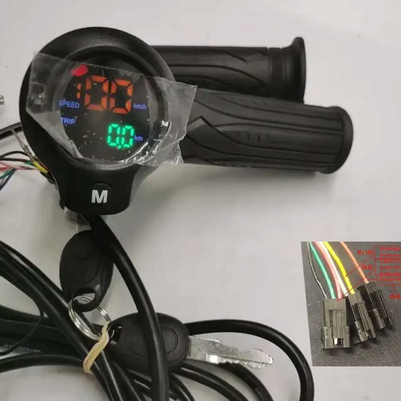 Diy Part Electric Bicycle Speed Mileage Display 36-72v With Lock Scooter Handle+key Tricycle Twist Throttle Accessory