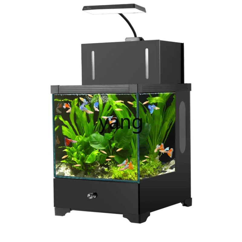 Yhl Multi-Functional Fish Tank Small Living Room Air Cylinder Back Filter Super White Glass Aquarium
