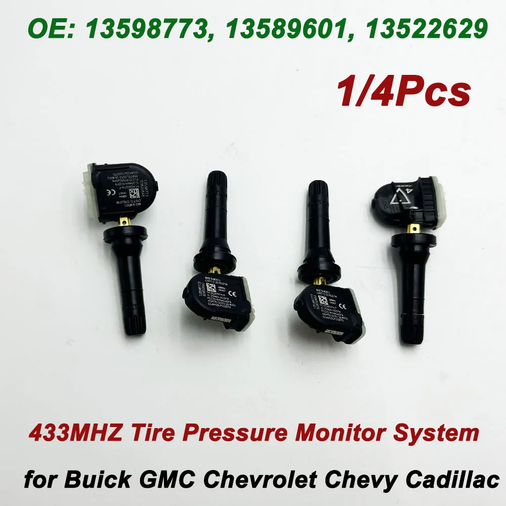 

Датчик давления в шинах для Buick GMC Chevrolet Chevy Cadillac, 1/4 шт., 13598773 13589601 13522629 13512347 TPMS 433 МГц